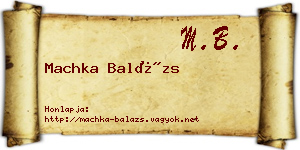 Machka Balázs névjegykártya